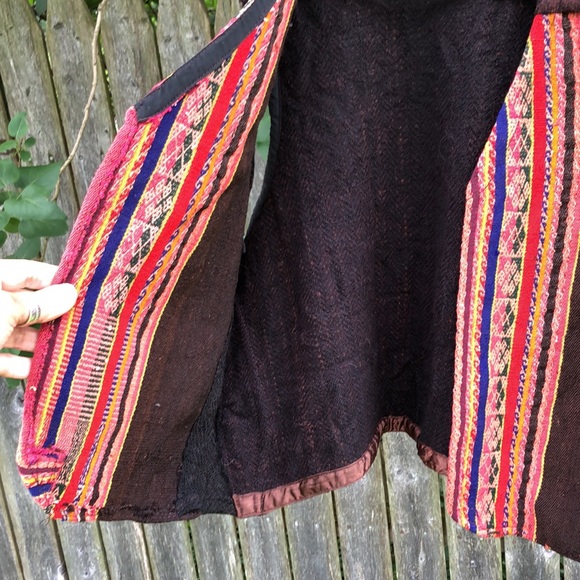 L Hand Woven Vest Wool Colorful Stripe Open Mexico? Ecuador? Panama? - Picture 2 of 5